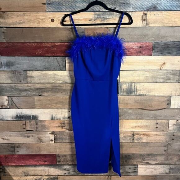 Crystal Sky Blue Feather Dress Size Medium - Picture 1 of 11